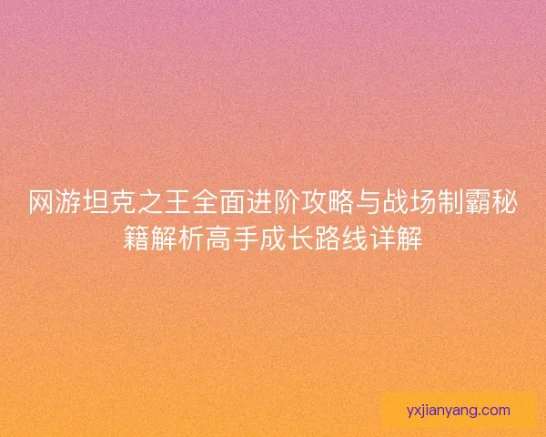 网游坦克之王全面进阶攻略与战场制霸秘籍解析高手成长路线详解